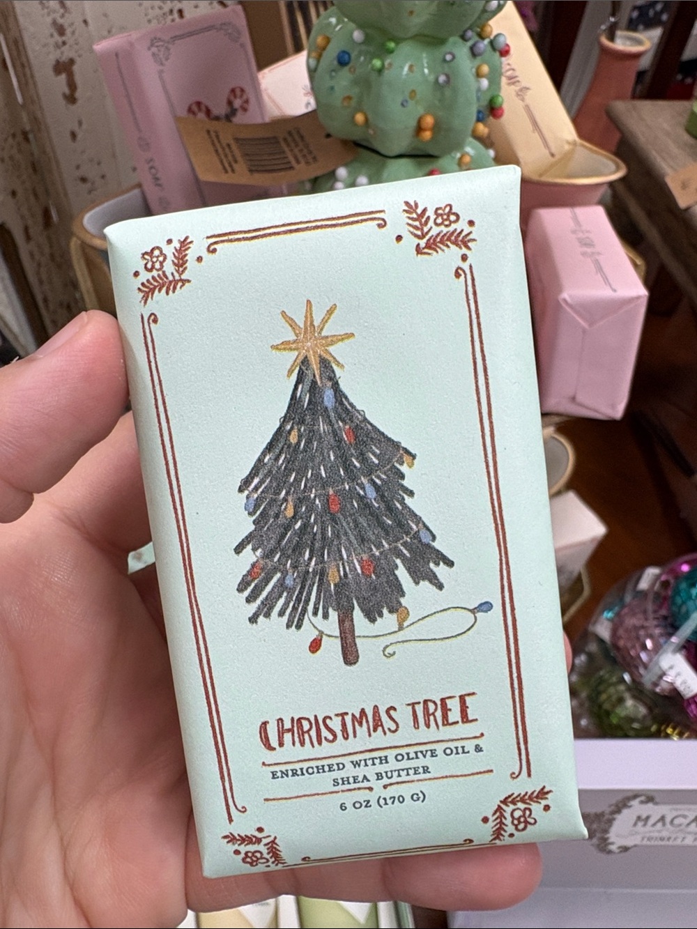 Christmas Tree Scented Soap Bar - Mint Green Packaging